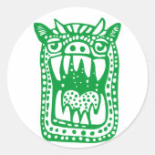 Scary Monster - Groen Ronde Sticker (Voorkant)