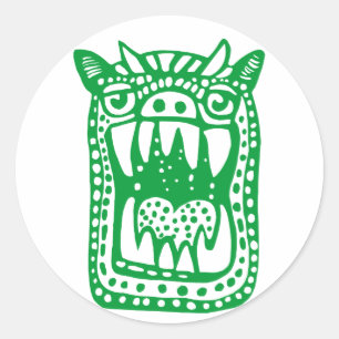 Scary Monster - Groen Ronde Sticker
