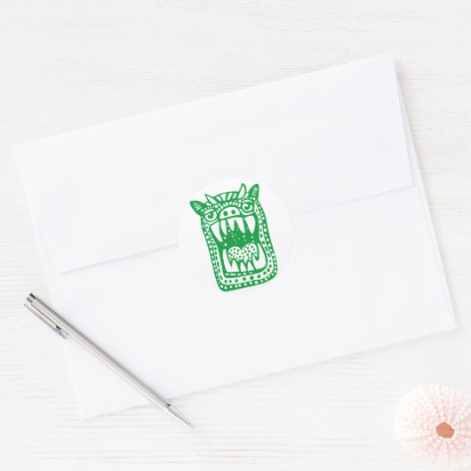 Scary Monster - Groen Ronde Sticker (Envelop)