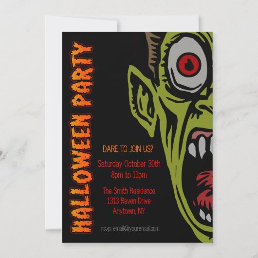 Scary Monster Halloween Party nodigt uit Kaart (Voorkant)