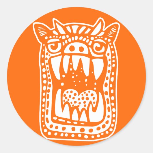 Scary Monster - Oranje Ronde Sticker (Voorkant)
