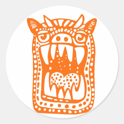 Scary Monster - Oranje Ronde Sticker (Voorkant)