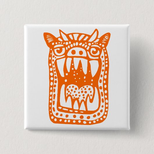Scary Monster - Oranje Vierkante Button 5,1 Cm (Voorkant)