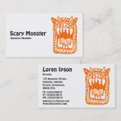 Scary Monster - Oranje Visitekaartje (Voorkant / Achterkant)