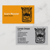 Scary Monster - Oranje voorgrijs achteraan Visitekaartje (Voorkant / Achterkant)