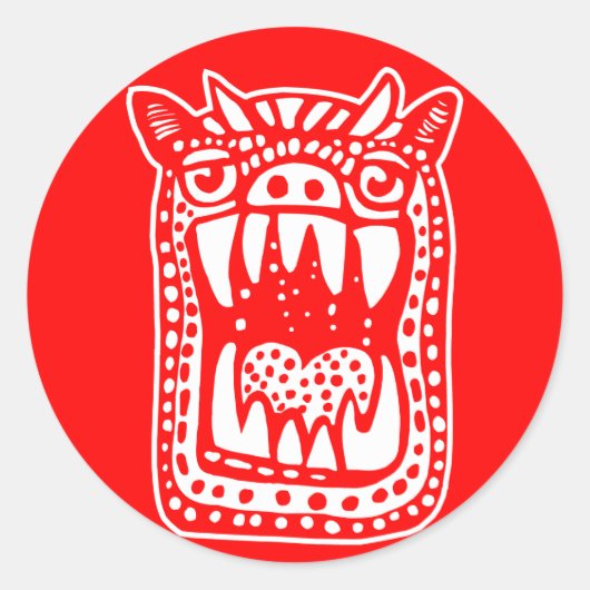 Scary Monster - Rood Ronde Sticker (Voorkant)