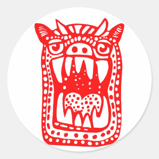 Scary Monster - Rood Ronde Sticker (Voorkant)