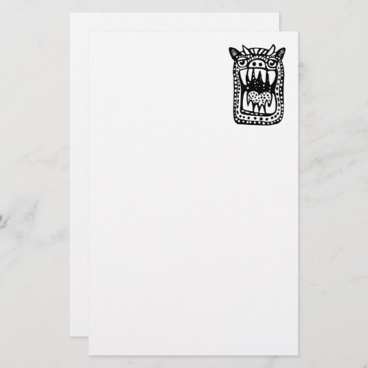 Scary Monster - zwart Briefpapier (Voorkant / Achterkant)