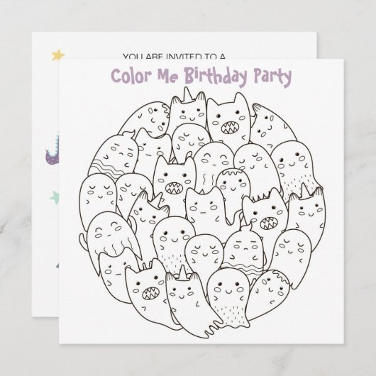 ** Scary Monsters  KLEUR ME Verjaardag Kaart (Voorkant / Achterkant)