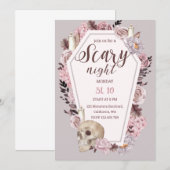 Scary Night Floral Skull Halloween Party Kaart (Voorkant / Achterkant)