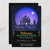 Scary Night Haunted House Sterren Zwart Halloween Kaart (Voorkant / Achterkant)