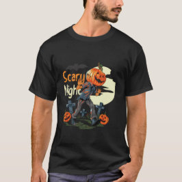Scary Night Pumpkin Head Halloween T-shirt