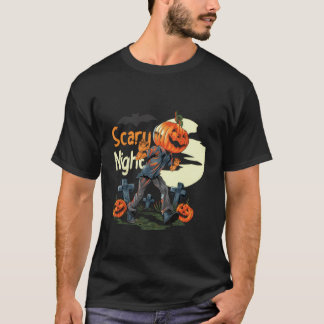 Scary Night Pumpkin Head Halloween T-shirt