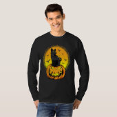Scary Nightcat Black Cat With Yellow Eyes Pumpkin  T-shirt (Voorkant volledig)