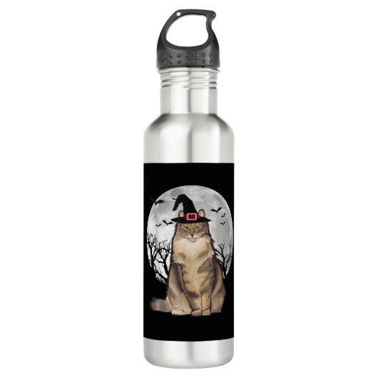 Scary Noors Bos Kat Heks Pet Halloween Waterfles (Voorkant)