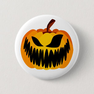 Scary Oranje Halloween Pumpkin Ronde Button 5,7 Cm