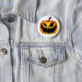 Scary Oranje Halloween Pumpkin Ronde Button 5,7 Cm (In situ)