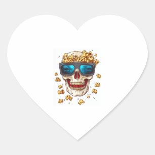 Scary Popcorn Skull � Funny Horror Film Skeleton Hart Sticker