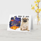 Scary Pug Halloween Kaart (Gele Bloem)