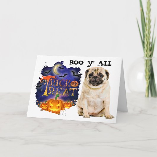 Scary Pug Halloween Kaart (Voorkant)