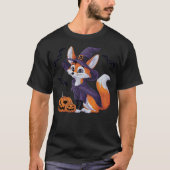 Scary Pumpkin Bat Funny Witch Hat Fennec Fox Hallo T-shirt (Voorkant)