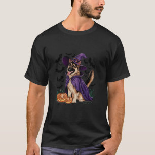 Scary Pumpkin Bat Funny Witch Pet Duitse Herder T-shirt