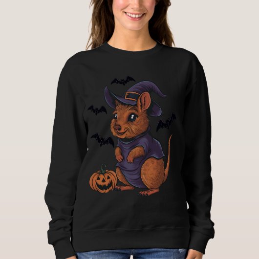 Scary Pumpkin Bat Funny Witch Pet Quokka Halloween Trui (Voorkant)
