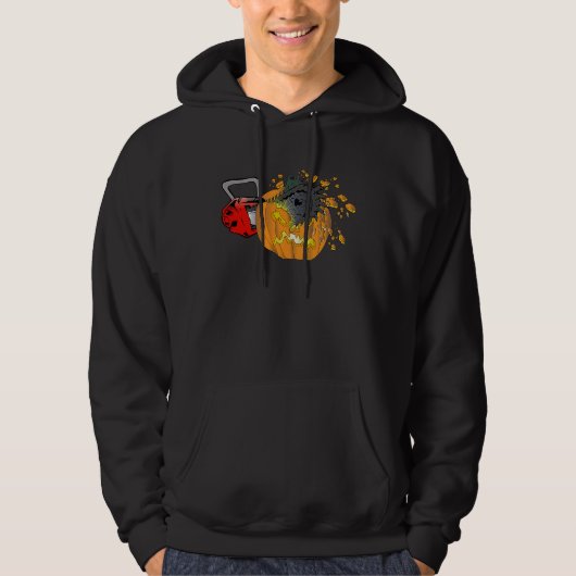 Scary Pumpkin Carving Halloween Chainsaw Pumpkin F Hoodie (Voorkant)