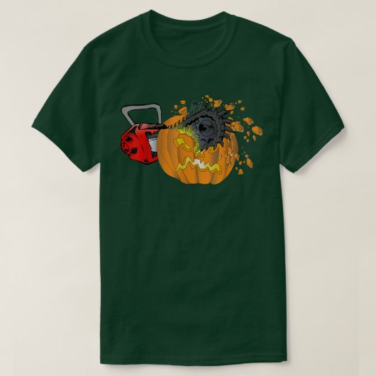 Scary Pumpkin Carving Halloween Chainsaw Pumpkin F T-shirt (Design voorkant)