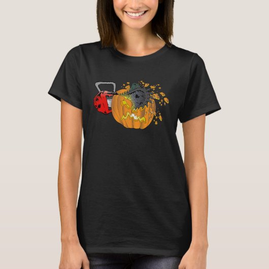 Scary Pumpkin Carving Halloween Chainsaw Pumpkin F T-shirt (Voorkant)