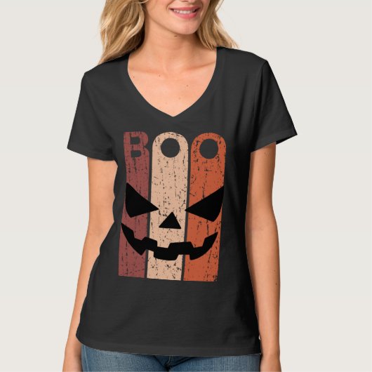 Scary Pumpkin Face Halloween Costume with Monster  T-shirt (Voorkant)