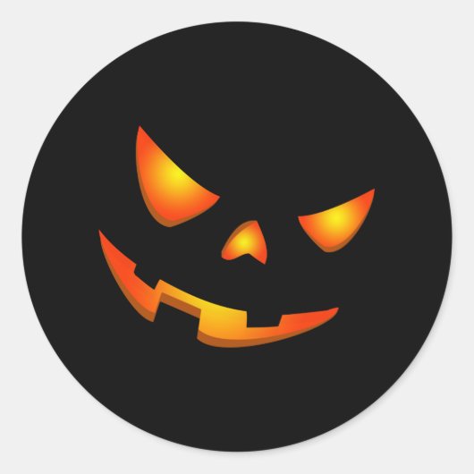 Scary Pumpkin Face Halloween Jack O Lantern Ronde Sticker (Voorkant)