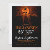 Scary Pumpkin Halloween 50th Birthday Party Kaart (Voorkant)