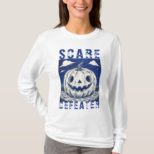 Scary Pumpkin Halloween Blue Spooky T-shirt (Voorkant)