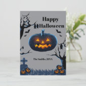Scary Pumpkin Halloween kaarten (Staand voorkant)