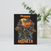 Scary Pumpkin Halloween Scarecrow Briefkaart (Staand voorkant)
