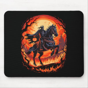 Scary Pumpkin Headless Horseman Halloween voor man Muismat