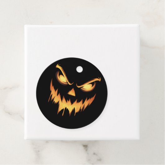 Scary Pumpkin Jack O Lantern Face Halloween Bedankjes Labels (In situ)