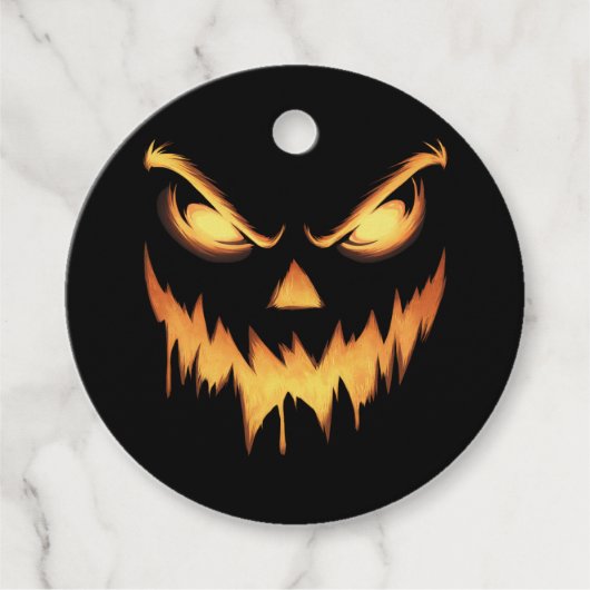 Scary Pumpkin Jack O Lantern Face Halloween Bedankjes Labels (Voorkant)