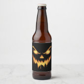 Scary Pumpkin Jack O Lantern Face Halloween Bier Etiket (Voorkant)