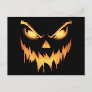 Scary Pumpkin Jack O Lantern Face Halloween Briefkaart