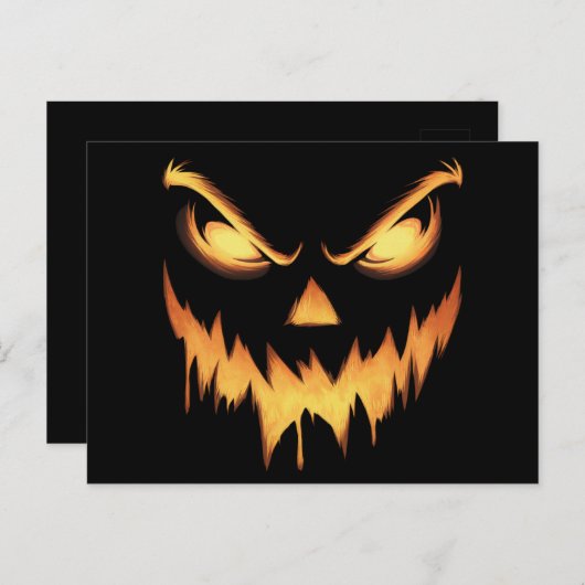 Scary Pumpkin Jack O Lantern Face Halloween Briefkaart (Voorkant / Achterkant)