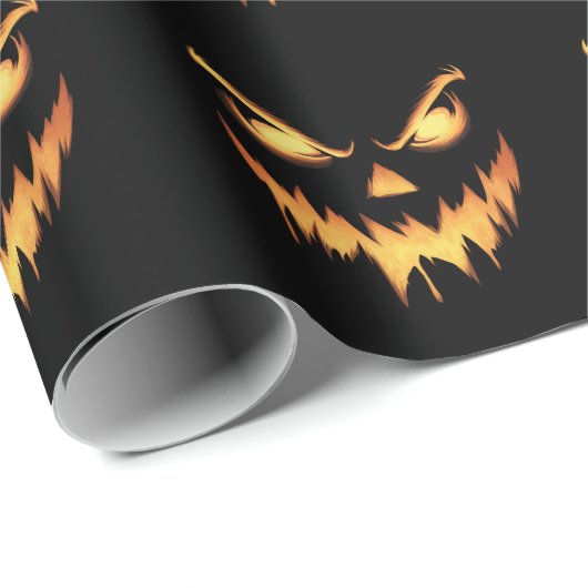 Scary Pumpkin Jack O Lantern Face Halloween Cadeaupapier (Rol Hoek)