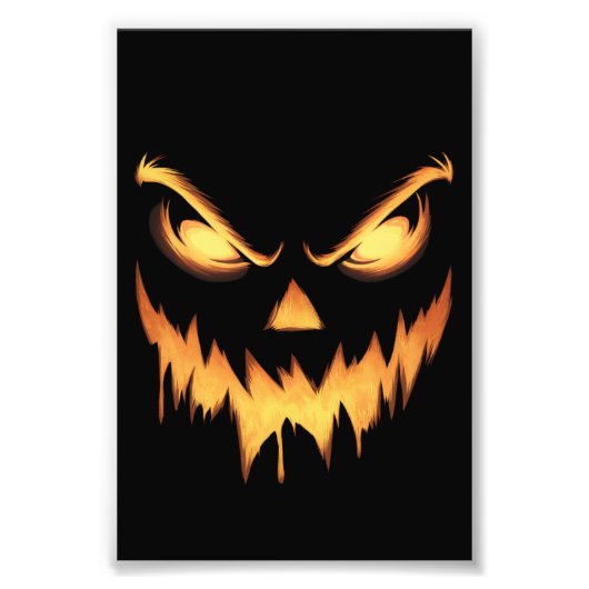 Scary Pumpkin Jack O Lantern Face Halloween Foto Afdruk (Voorkant)