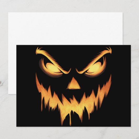 Scary Pumpkin Jack O Lantern Face Halloween Kaart (Voorkant / Achterkant)