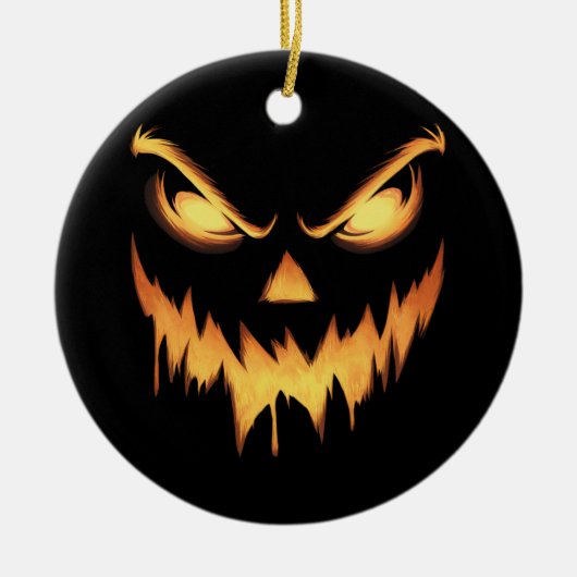 Scary Pumpkin Jack O Lantern Face Halloween Keramisch Ornament (Voorkant)