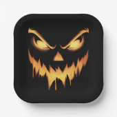 Scary Pumpkin Jack O Lantern Face Halloween Papieren Bordje (Voorkant)