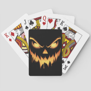 Scary Pumpkin Jack O Lantern Face Halloween Pokerkaarten
