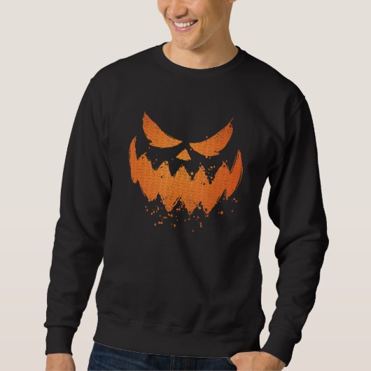 Scary Pumpkin Jack O Lantern Face Halloween Spooky Trui (Voorkant)