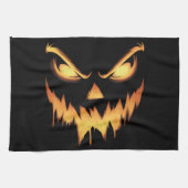 Scary Pumpkin Jack O Lantern Face Halloween Theedoek (Horizontaal)
